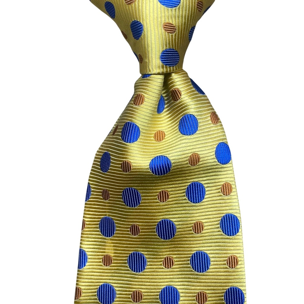 Scully & Scully Necktie Polka Dot Mens Yellow England Park Avenue Silk Tie